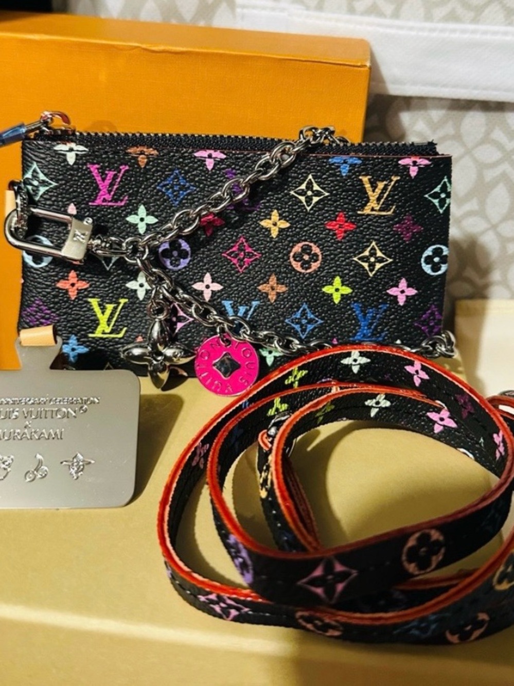 Louis Vuitton Black Multicolor Monogram Key Pouch with Rainbow LV